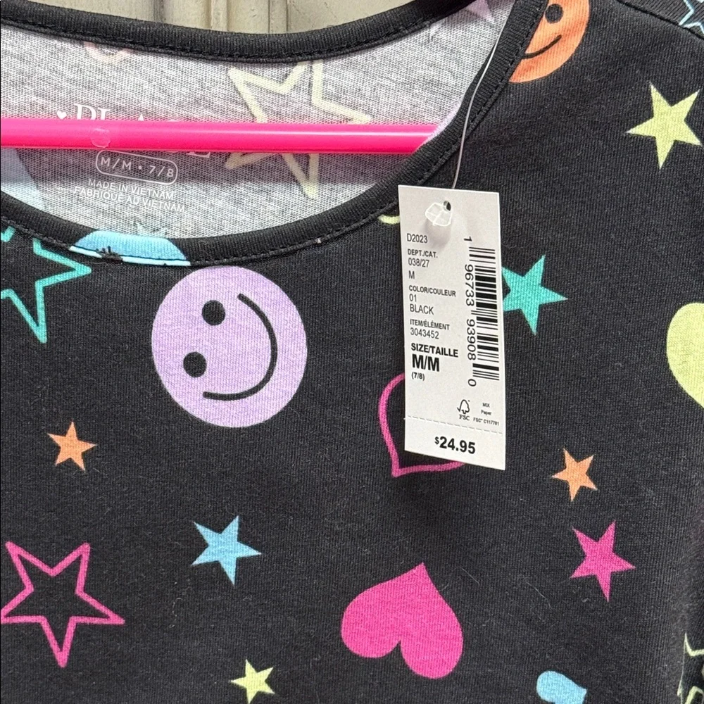 The Children's Place Black Dress with Colorful Emoji Print